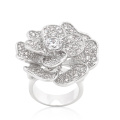 Micro Pave Setting Flower 925 Sterling Silver Ring Jewelry